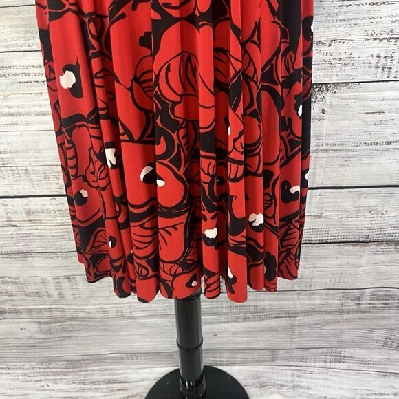 Kamalikulture Dress sz Small Black Red Floral Stretch Knee Modest Career Church - Picture 10 of 16